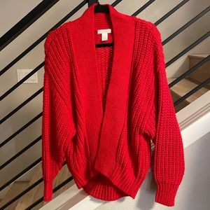 H&M Knitted Cardigan Sweater in Red size S